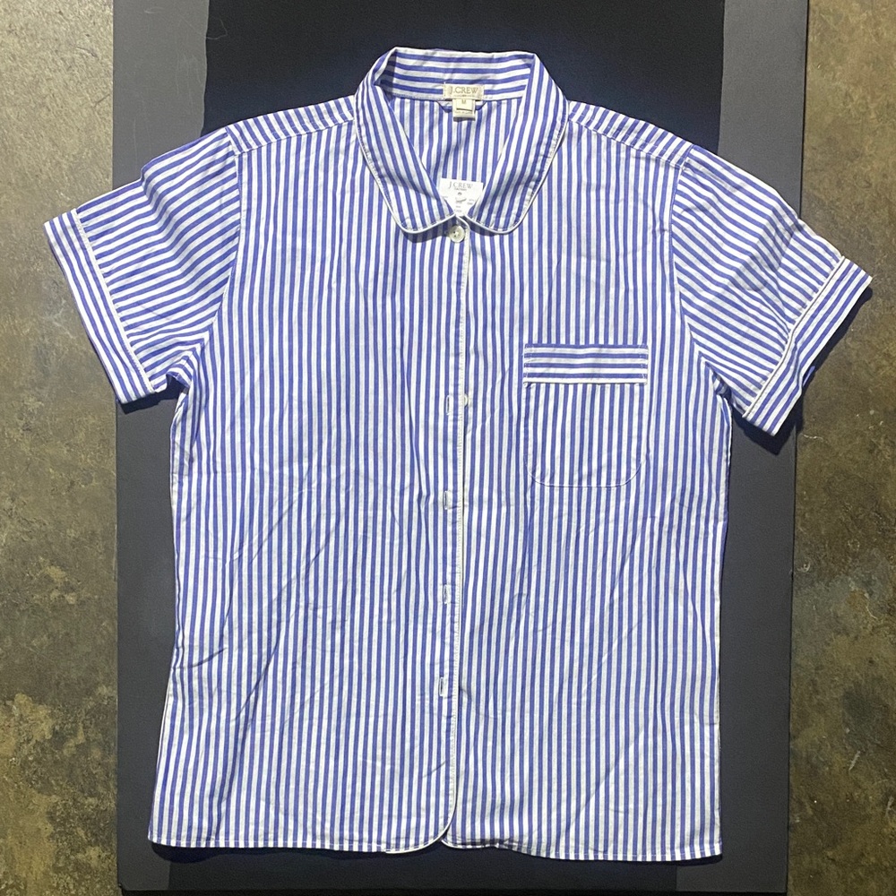 J. Crew Blue and White Striped Button-Down Shirt